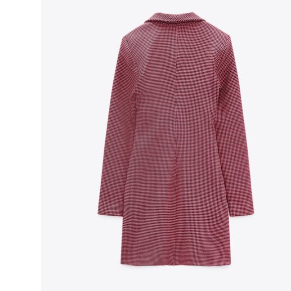 ZARA PINK & BLACK FULLY LINED HOUNDSTOOTH BLAZER DRESS - Picture 7 of 15